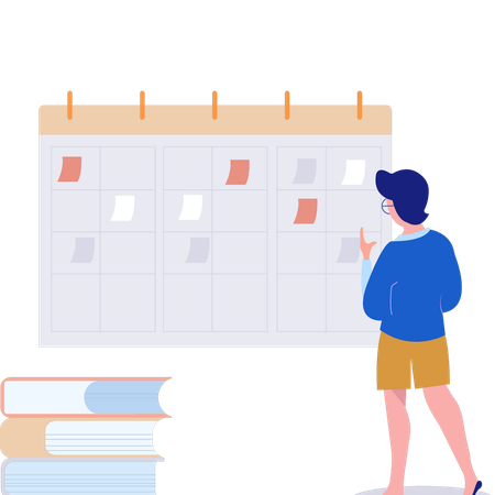 Businesswoman is setting up task deadline  Illustration