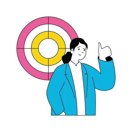 Businesswoman is showing business target  Illustration