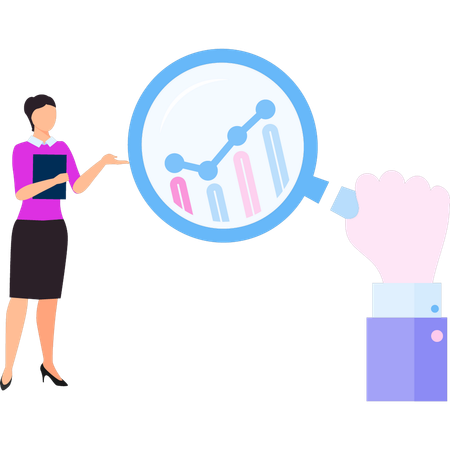Businesswoman is showing the graph  Illustration