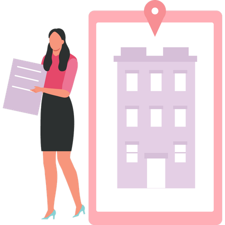 Businesswoman is signing home contract  Illustration