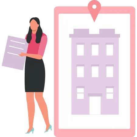 Businesswoman is signing home contract  Illustration