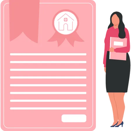 Businesswoman is signing home loan papers  Illustration