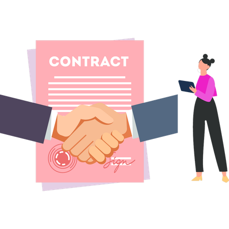 Businesswoman is signs a  business contract  Illustration