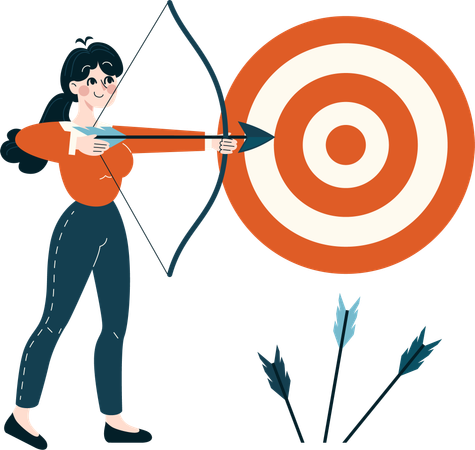 Businesswoman is targeting business goal  Illustration