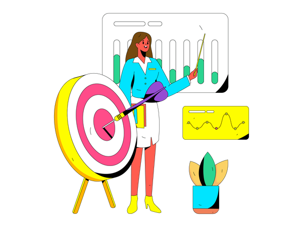 Businesswoman is targeting business goals  Illustration
