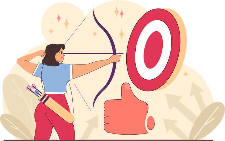 Businesswoman is targeting business goals  Illustration