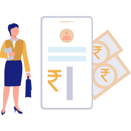 Businesswoman is transferring money  Illustration