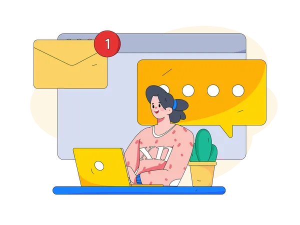 Businesswoman is viewing at unread email  Illustration