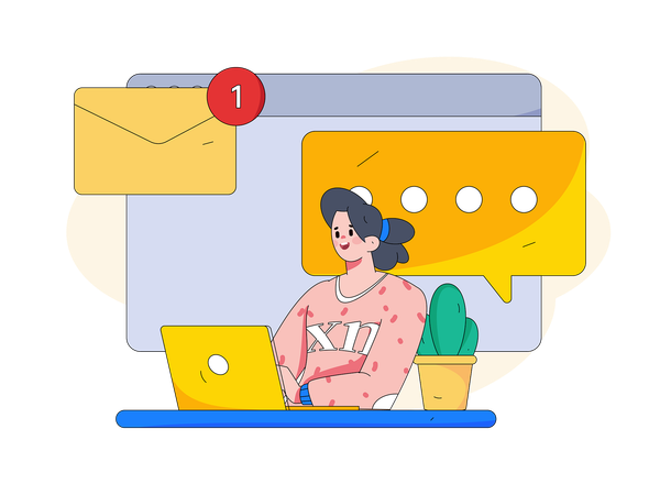 Businesswoman is viewing at unread email  Illustration