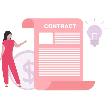 Businesswoman is viewing finance contract  Illustration