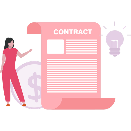 Businesswoman is viewing finance contract  Illustration