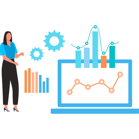 Businesswoman is viewing growth graph  Illustration