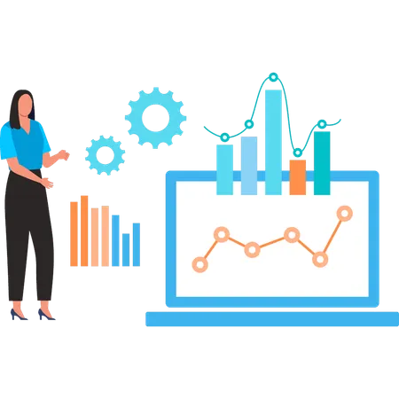 Businesswoman Is Viewing Growth Graph Illustration
