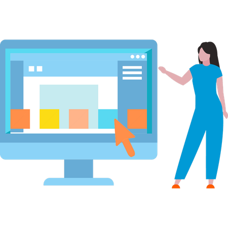 Businesswoman is viewing on monitor  Illustration