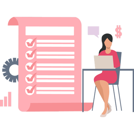 Businesswoman is viewing the task list  Illustration