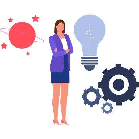 Businesswoman is working innovative solutions  Illustration