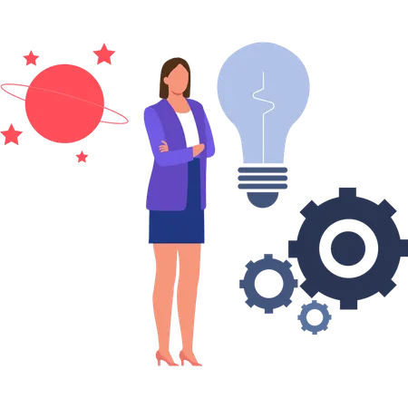 Businesswoman is working innovative solutions  Illustration
