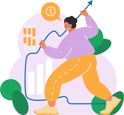 Businesswoman is working on business analysis  Illustration