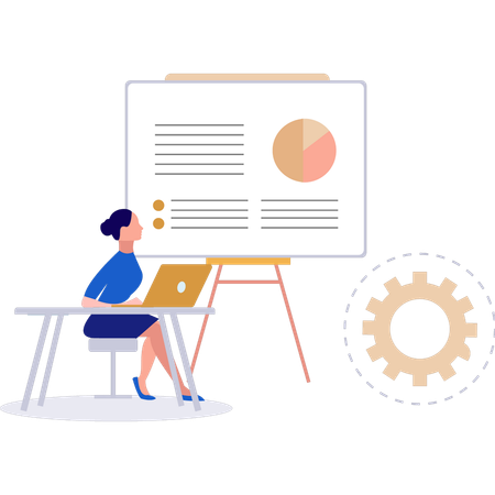 Businesswoman is working on business data  Illustration