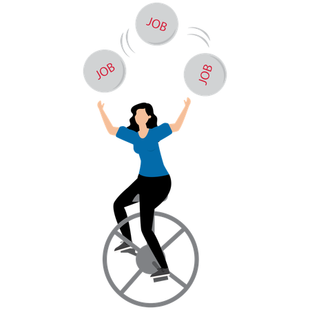 Businesswoman juggling many jobs  Illustration