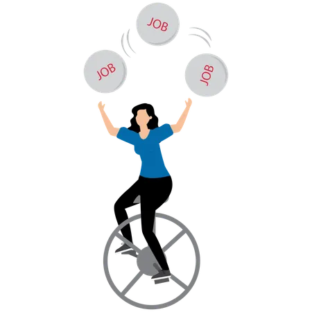 Businesswoman juggling many jobs  Illustration