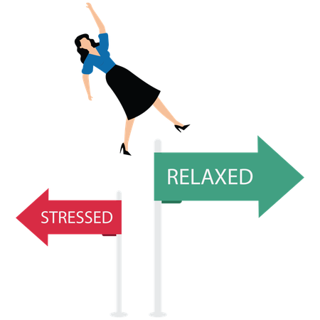 Businesswoman jump off from red arrow to the green arrow direction  Illustration
