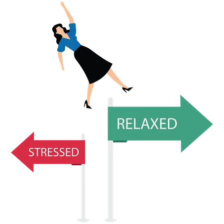 Businesswoman jump off from red arrow to the green arrow direction  Illustration