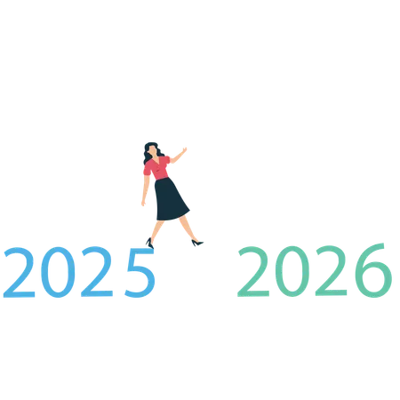 Businesswoman jumping into future  Illustration
