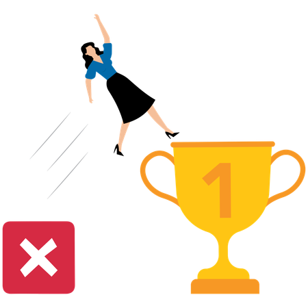 Businesswoman jumps for business achievement from cross mark  Illustration