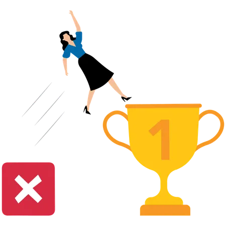 Businesswoman jumps for business achievement from cross mark  Illustration