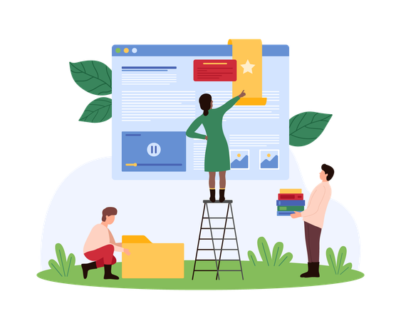 Businesswoman keeping webpage bookmark  Illustration