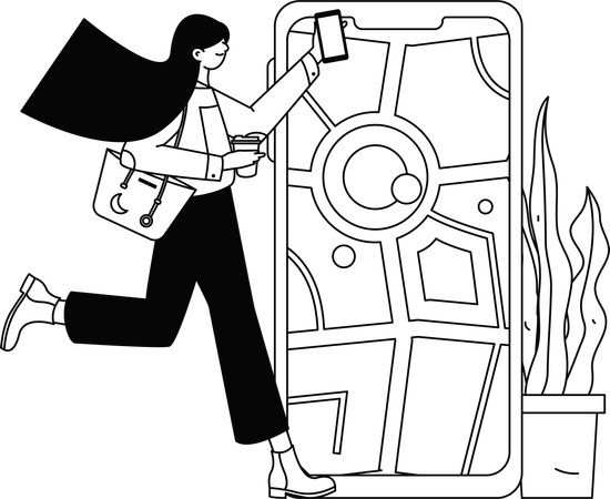 Businesswoman late at work  Illustration