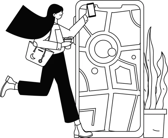 Businesswoman late at work  Illustration
