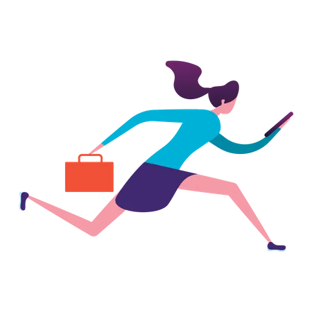 Businesswoman late at work  Illustration