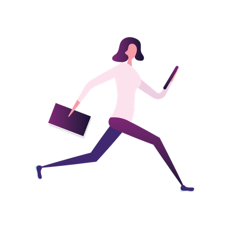 Businesswoman late for work  Illustration