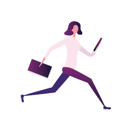 Businesswoman late for work Illustration