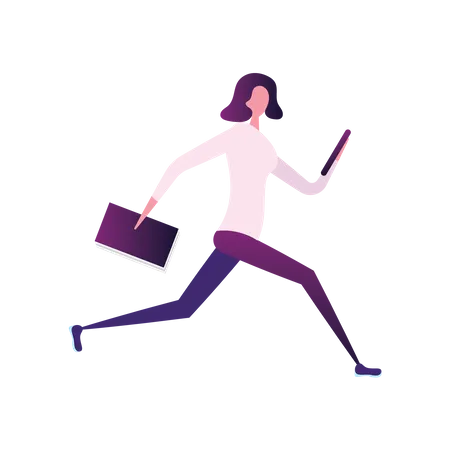 Businesswoman late for work  Illustration