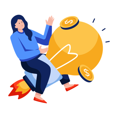 Businesswoman launches new idea  Illustration