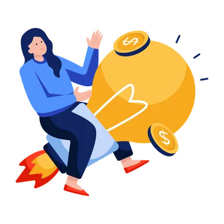Businesswoman launches new idea  Illustration