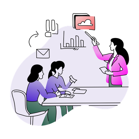 Businesswoman leading Business meeting  Illustration