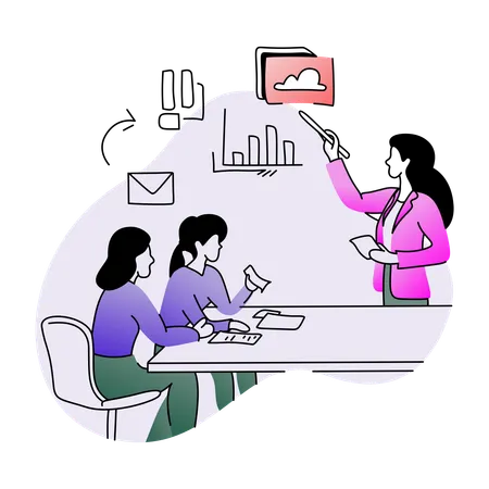 Businesswoman leading Business meeting  Illustration