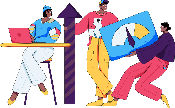 Businesswoman leads team's meeting  Illustration