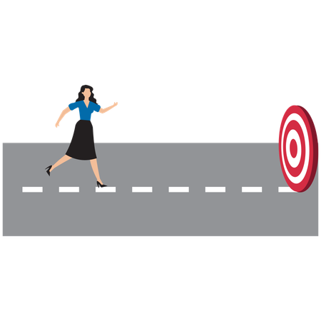 Businesswoman leads way towards business goals  Illustration