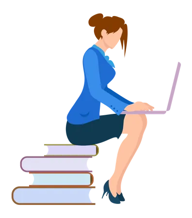 Businesswoman learning online  Illustration