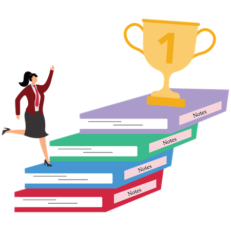 Businesswoman Learning to develop skills to succeed in business  Illustration