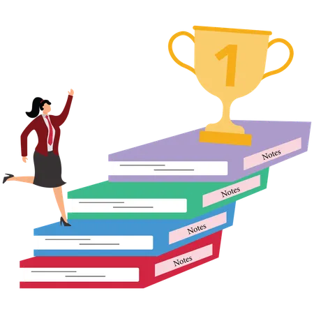 Businesswoman Learning to develop skills to succeed in business  Illustration