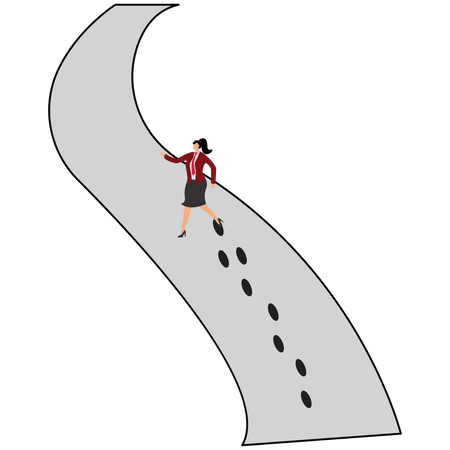 Businesswoman leaves footprints  Illustration