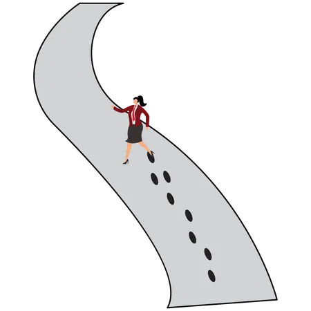 Businesswoman leaves footprints  Illustration