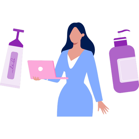 Businesswoman likes to use makeup products  Illustration