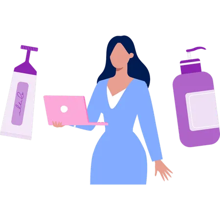 Businesswoman likes to use makeup products  Illustration